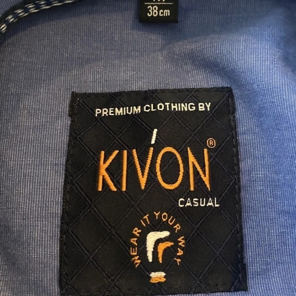 NWT Kivon Blue Slim Fit Cotton Button Up Dress Shirt Mens Size Medium (646) - Picture 2 of 5